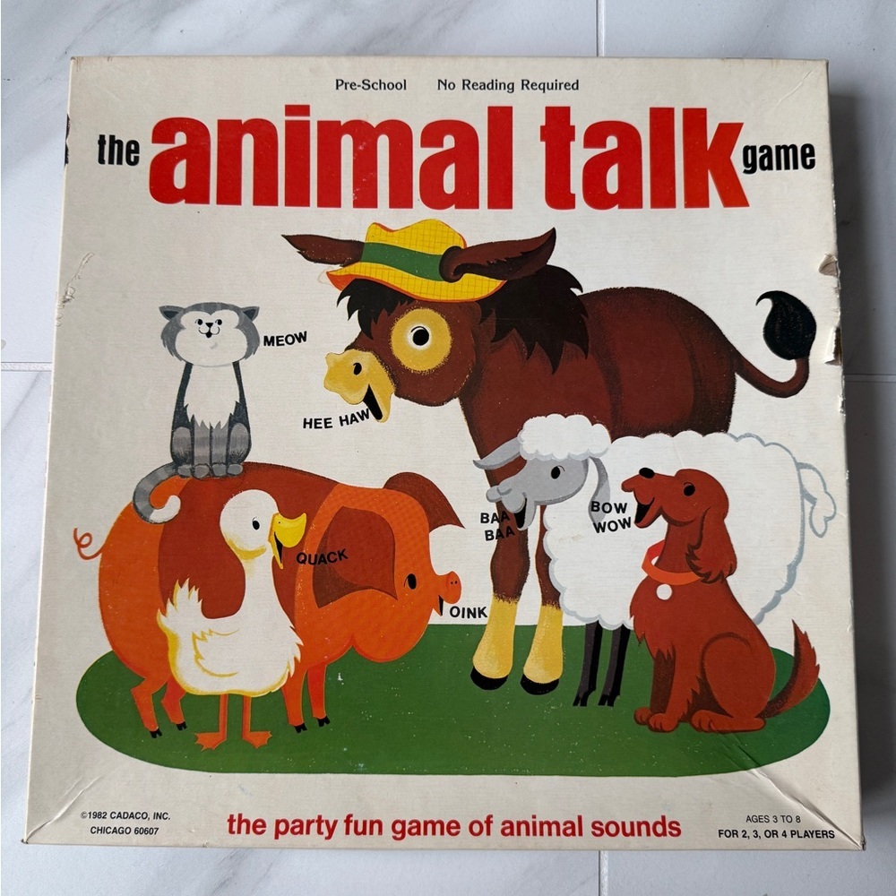 🐷🐴🐮Vintage Cadaco Animal Talk Board Game 1982 Complete Preschool